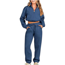 Hoodies for Women 2PCS Casual Color Half Zippered Long Sleeved Hoodie Pants Sports Casual Set, Size S-XL