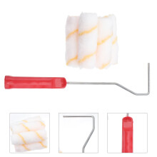 OUNONA 4 Inch Multifunction DIY Wall Paint Roller Brush Set 1Pc Brush with 10Pcs Roller Brush Parts for Home Office Room Handle Color Random