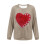 Felpa da donna a coste con scollo rotondo e cuore per San Valentino, lunga 4