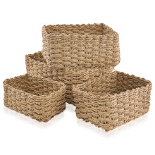 4 PCS Wicker Basket, Small Wicker Baskets for Hampers Gifts, Multifunctional Woven Storage Baskets Empty for Home Decor, Bin Organizer Divider for