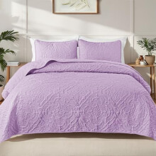 Ensemble de literie pour lit simple avec 1 taie d'oreiller, motif damassé vintage léger, couvre-lit doux toutes saisons