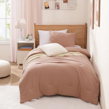 Juego de edredón individual/individual XL para niñas y adolescentes, 1 edredón rosa empolvado y 1 funda de almohada, juego de edredón suave y