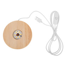 USB-lysbase i træ med lysbase til natlampe, sengebordslampe, 9,25 x 9,25 x 2,3 cm