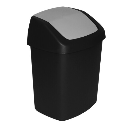 Curver Curver Waste Bin with Swinging Lid, Black/Grey, 15 Litre