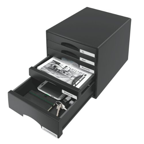 Leitz 52110095 5 A4 Drawer Cabinet, Organiser, Plus Range, Black 1