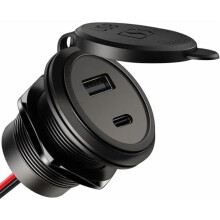 12V USB nabíječka do auta s hliníkovým duálním portem, 30W PD + 18W QC3.0
