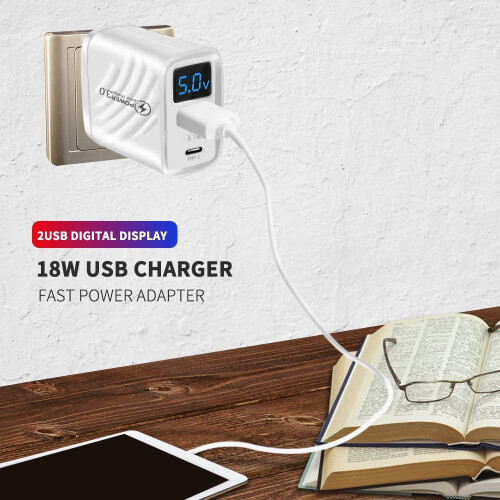 Γρήγορος φορτιστής τοίχου USB 20W, φορτιστής USB τύπου C PD, γρήγορη φόρτιση USB ψηφιακής 2