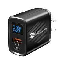 20W USB hurtiglader USB type C PD-lader 3.0 digital skjerm USB hurtiglading, hurtigladeenheter