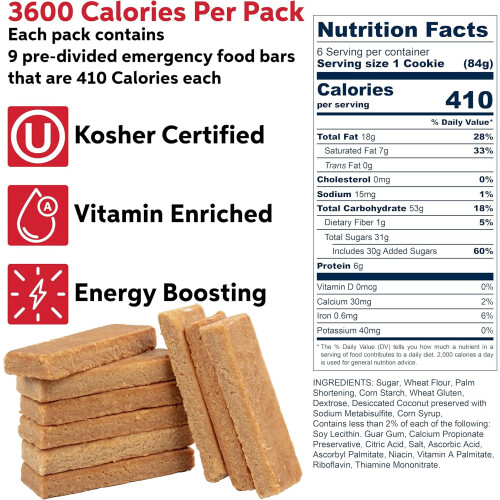 Μπάρα Τροφίμων Έκτακτης Ανάγκης SOS Food Labs 3600Calorie (3 τεμάχια) – Δοσολογία 72 ωρών, 1