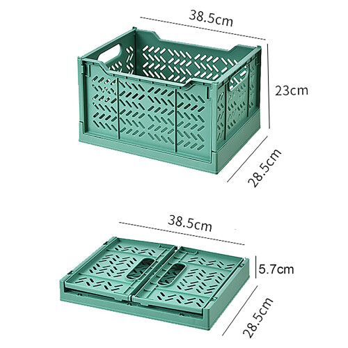 Spesh 2 Pcs Large Collapsible Storage Crates Stackable Plastic Storage Baskets Foldable Crate Boxes for Kitchen, Living Room, Bedroom(Dark green+grey) 1