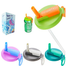 Paquete de 4 tapas reutilizables para latas de refresco con pajita, tapas a prueba de fugas para latas de bebidas, ideales para niños, adultos, uso