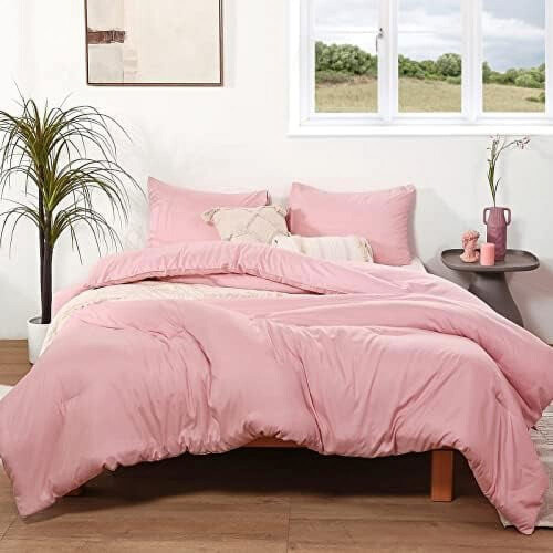 Full Size Comforter Set Pink 3-Piece Boho Lightweight