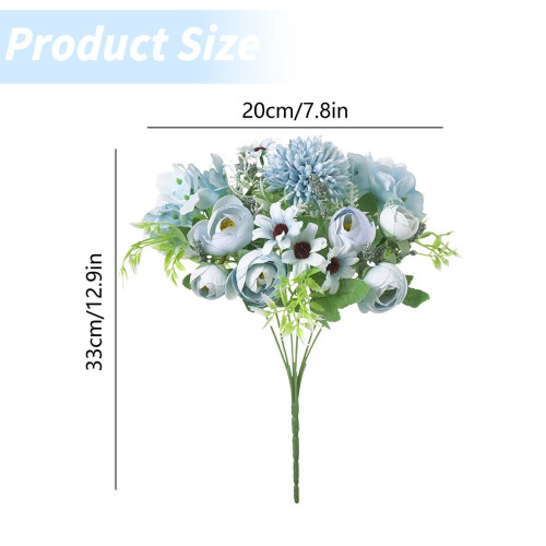 Water Blue Artificial Peony Bouquet 1
