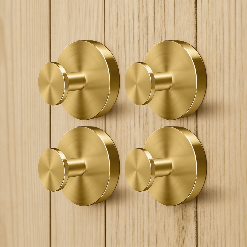 Shower Hooks With Suction Cups For Glass, 4-Pack Gold 9377112928746