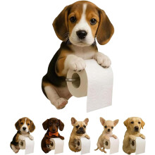 Beagle3D-tryckt toalettpappershållare för katter och hundar i harts - väggmonterad pappershanddukshållare för söta valpar för hem, kök,