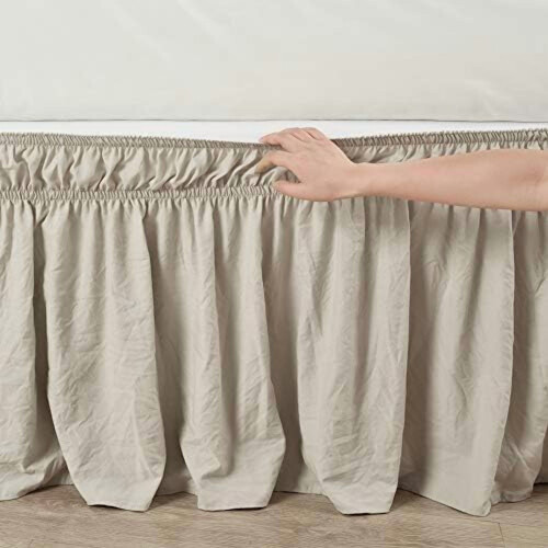 Queensize bedrok met ruches en elastische rand, beige 1