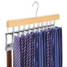 TOPIA HANGER 2 in 1 Belt Tie Hanger for Closet Max 30 Belts with 30 Ties Capacity, 20 Hooks Belt Tie Racks Wooden Hanger for Closet Organizer Storage
