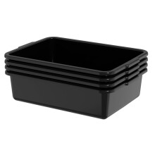 Buyitt Set of 4 Plastic Washing Up Bowl/Commercial Bus Box, Shallow Storage Tray Black, 13 L