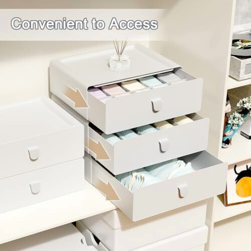 Plastic Underwear Organizer Drawer, 15-Compartment, Beige 1