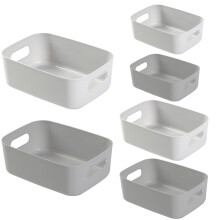 Vivikivi 6 Pcs Plastic Storage Boxes Storage Baskets of 3 Sizes Storage Container for Kitchen Bathroom Office Shelves Storage Bins with Handle