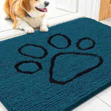 Hundemåtte til Muddy Paws – Absorberende, skridsikker, hurtigttørrende, vaskbart chenille-tæppe (30x20", atlantisk blå/sort), kompatibel med