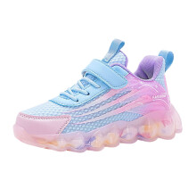 Kids' Light Blue Gradient Sneakers with Hook & Loop Strap, Closed Toe, Non-Mesh – Compatible with Kids' Athletic & Wedding Wear