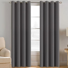 Cortinas térmicas blackout com isolamento, cinza, 132 cm de largura x 213 cm de comprimento, eficientes em termos de energia e com redução de