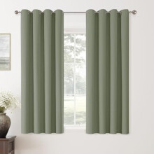 Linen Blackout Curtains 52x63 in, 2 Panels, Grommet Top