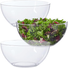 Akrylplast salatskåle/serveringsskåle (25 cm) | Sæt med 3 dele | Genanvendelig, BPA-fri, fremstillet i USA | 135 oz kapacitet