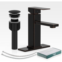 Modern Black Bathroom Faucet Set with Pop Up Drain, 1/3-Hole Deck Plate, Farmhouse RV Vanity Sink Faucet – 2 Sets, Compatible with Standard Sinks