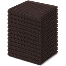 100% bomuldsvaffelvævede karklude, 12-pak, 30x30 cm, ultrabløde og absorberende, hurtigttørrende køkkenruller, mørkebrune