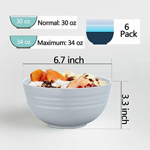 6-teiliges Salatschüssel-Set aus Weizenstroh (68 oz) 2