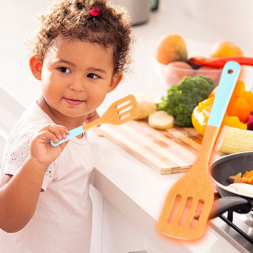 5Pcs Beech Wood Kids Kitchen Utensils Set – Safe, Non-Toxic, Educational Mini Chef Tools, Compatible with KidsKitchenware 1