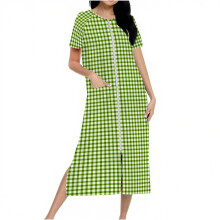 Women's plaid flannel robe with pockets, S-2XL