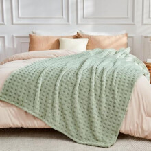Super Soft King Blanket Green Premium Silky Flannel Fleece 3D Waffle Checkered Lightweight Bed Blanket All Season Use (Sage Green, King(90"x110"))
