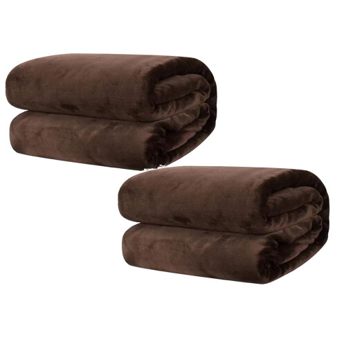 2er-Pack weiche, warme Mikrofaser-Decke, dunkelbraun, 130 x 150 cm, ideal als Sofadecke oder Überwurf für Schlafzimmer, Wohnzimmer oder Couch.