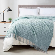 Aqua dísztakaró, 50x70 hüvelykes, Jacquard Argyle dísztakaró, texturált, egyszínű, puha takarók és plédek kanapéra vagy ágyra, kötött
