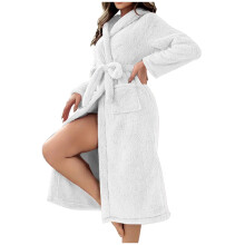 Warmer Damen-Winter-Schlafanzug mit Kapuze, Gürtel und Fleece | Kuscheliger Pyjama in Übergrößen S-2XL mit verstellbarem Bund