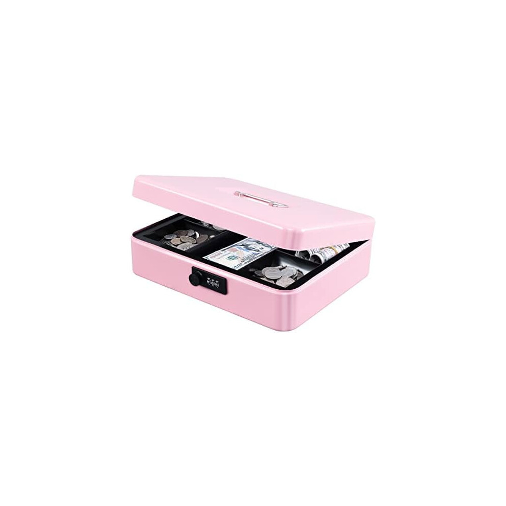 Metal Cash Box With 3-Digit Combo Lock, Pink, 200X160x90mm 9485826797401