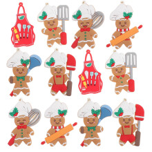 Gingerbread Man Hanging Ornament Miniature Gingerbread Men7.5x6.5in12Pcs Christmas Decor