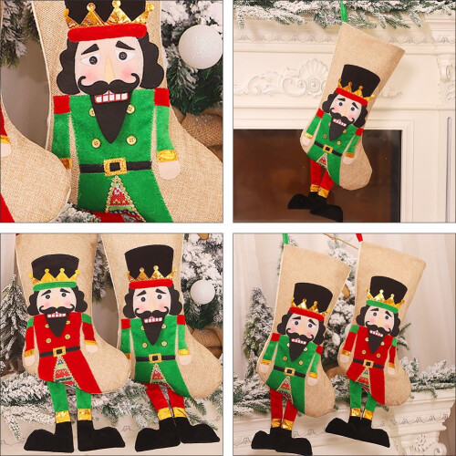 Green Christmas Sock1Set For Friends Nutcracker Soldier Sock