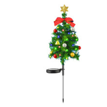 Solar-Powered Flickering Christmas Tree Lights for Porch – PE Decorative Xmas Tree with Stakes, Compatible with Outdoor Use
