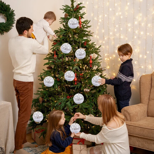 Silver Mirror Christmas Ball Ornament, 5cm Shatterproof 1