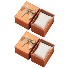 Orangefarbene Schmuckgeschenkbox aus Papier mit Schleife, 2er-Pack