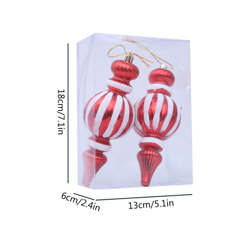 2 Pack Red & White Gourd Christmas Tree Pendants 2