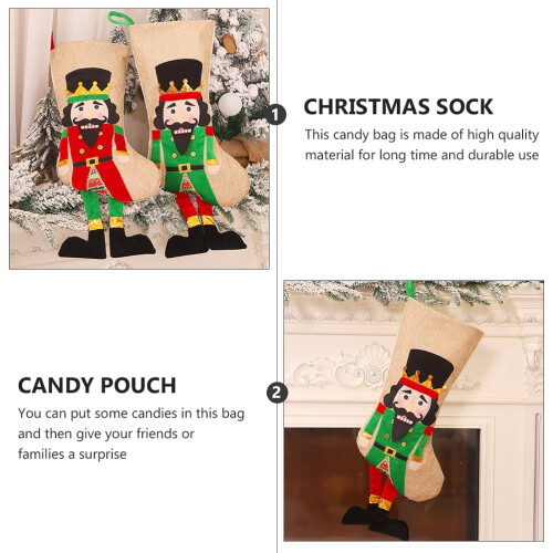 Green Christmas Sock1Set For Friends Nutcracker Soldier Sock 2
