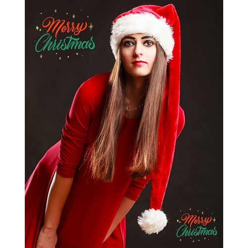 Weihnachtsmannmütze, Plüsch, 1 Stück, für Erwachsene 2
