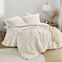 Ensemble de couette moelleuse à côtes texturées, 300 g/m², toutes saisons, Twin-Twin XL (2 pièces) / Full-Queen-King-CAL King (3 pièces),
