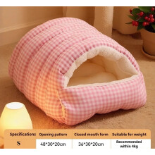 4kg Winter Cat Dog House Closed Security Warm Plus Velvet Cold Cat Sleep Wrapped Pet Detachable Plaid Cover Small Pet Nest Cat