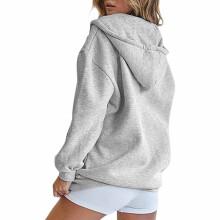 Sweat-shirt décontracté à capuche et fermeture éclair à manches longues pour femme, couleur unie
